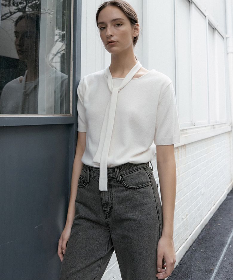 WOOL TIE HALF SLEEVE KINT_3COLOR