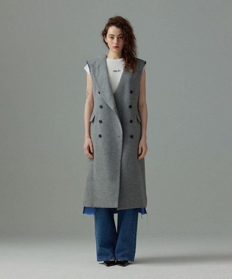 Wool origami long vest