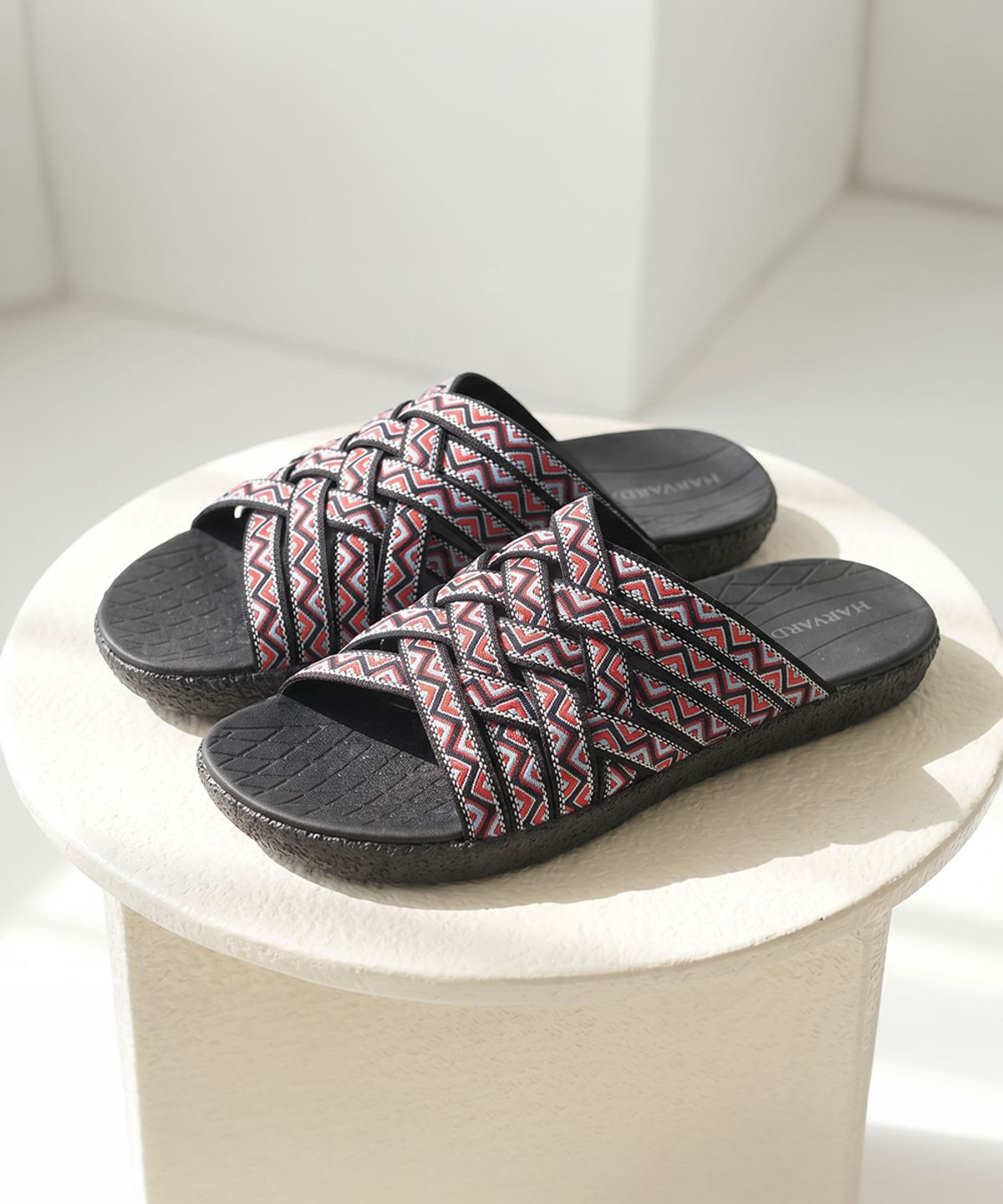 하버드 슈즈(HARVARD SHOES) 아크 핸드메이드 슬라이드 자카드 슬리퍼 멀티