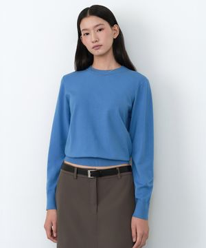 우먼즈 에센셜 라운드 넥 니트 [블루]