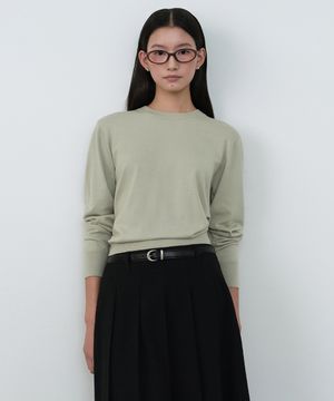 우먼즈 에센셜 라운드 넥 니트 [피스타치오]