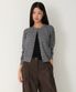 우먼즈 스트라이프 라운드 넥 가디건 [미디엄 그레이]