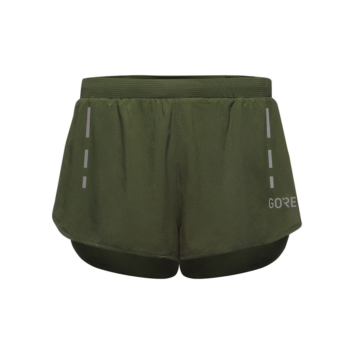 고어웨어(GOREWEAR) 스플릿 러닝 쇼츠 - 유틸리티 그린 (남성용) 2부 마라톤 바지
