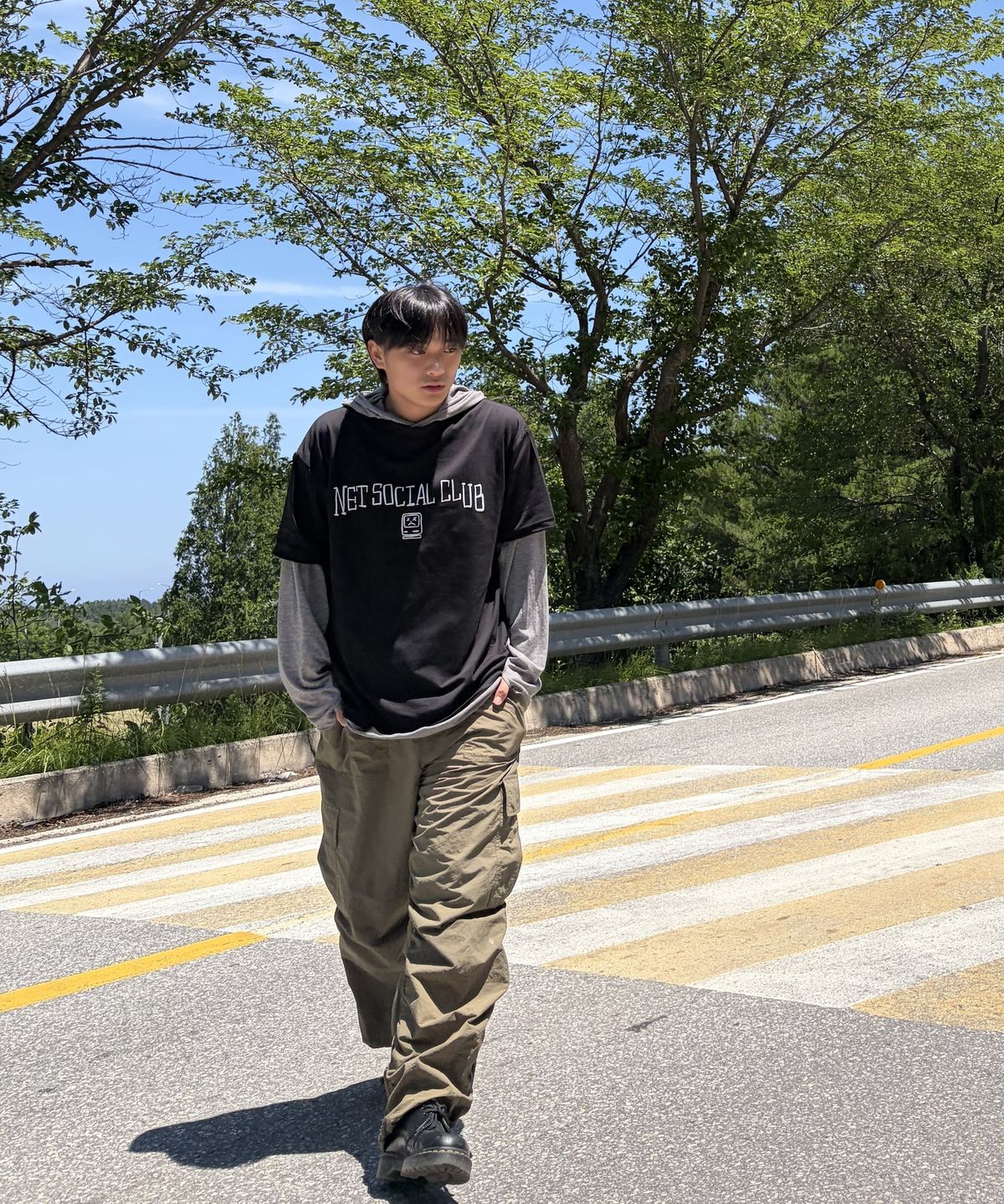 넷소셜클럽(NET SOCIAL CLUB) 에러 코튼 터치 폴리 반팔티 (블랙)