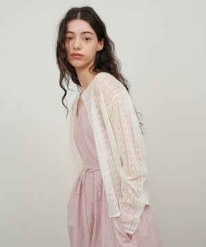 레이스 니트 가디건 / 화이트