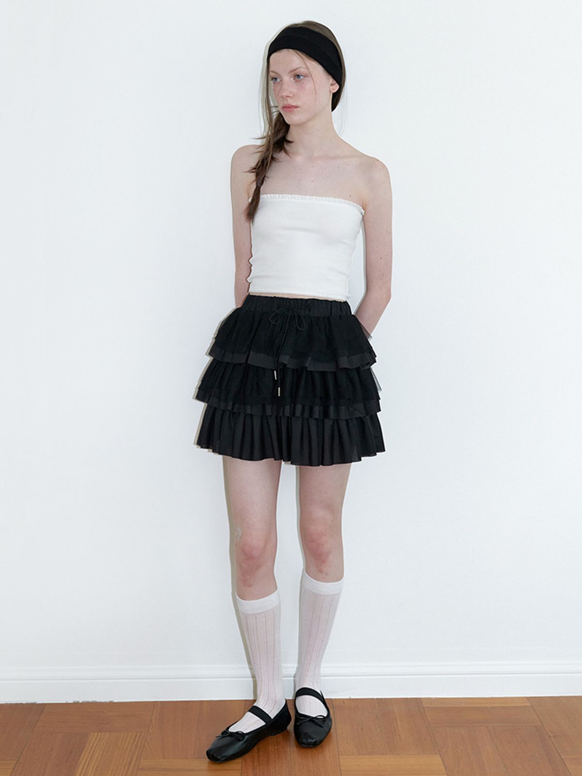 카인더베이비(KINDABABY) bloom layered cancan skirt - black