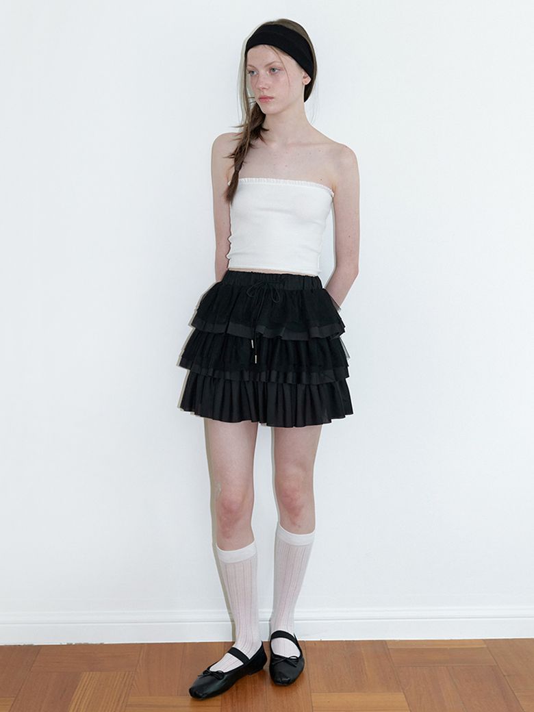 bloom layered cancan skirt - black