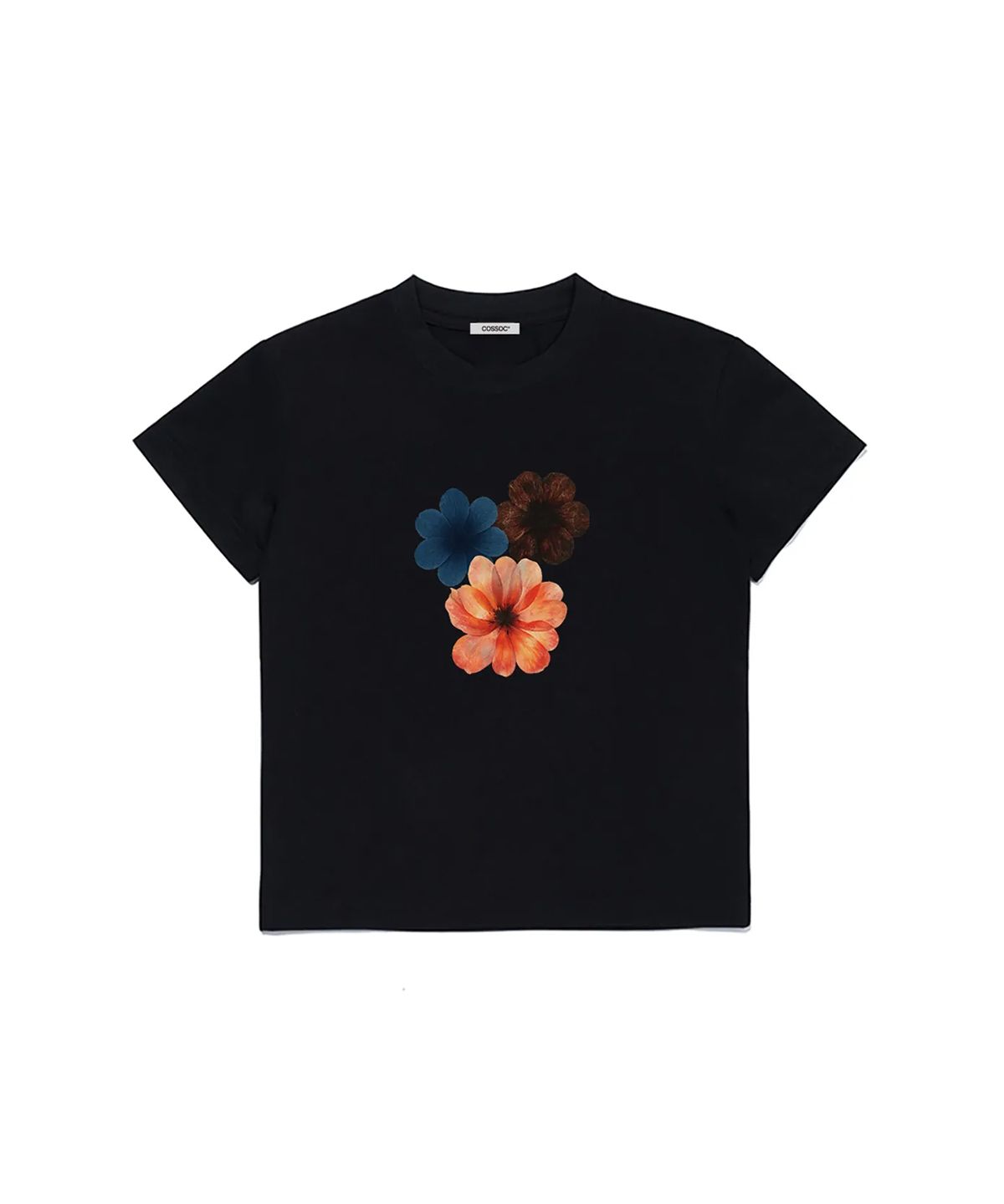 코소(COSO) (w)플라워 크롭 티셔츠(BLACK)