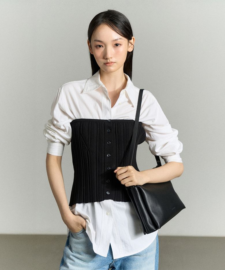 BUTTONED RIBBED TUBE TOP