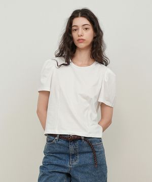 퍼프 라운드넥 티 / 2컬러