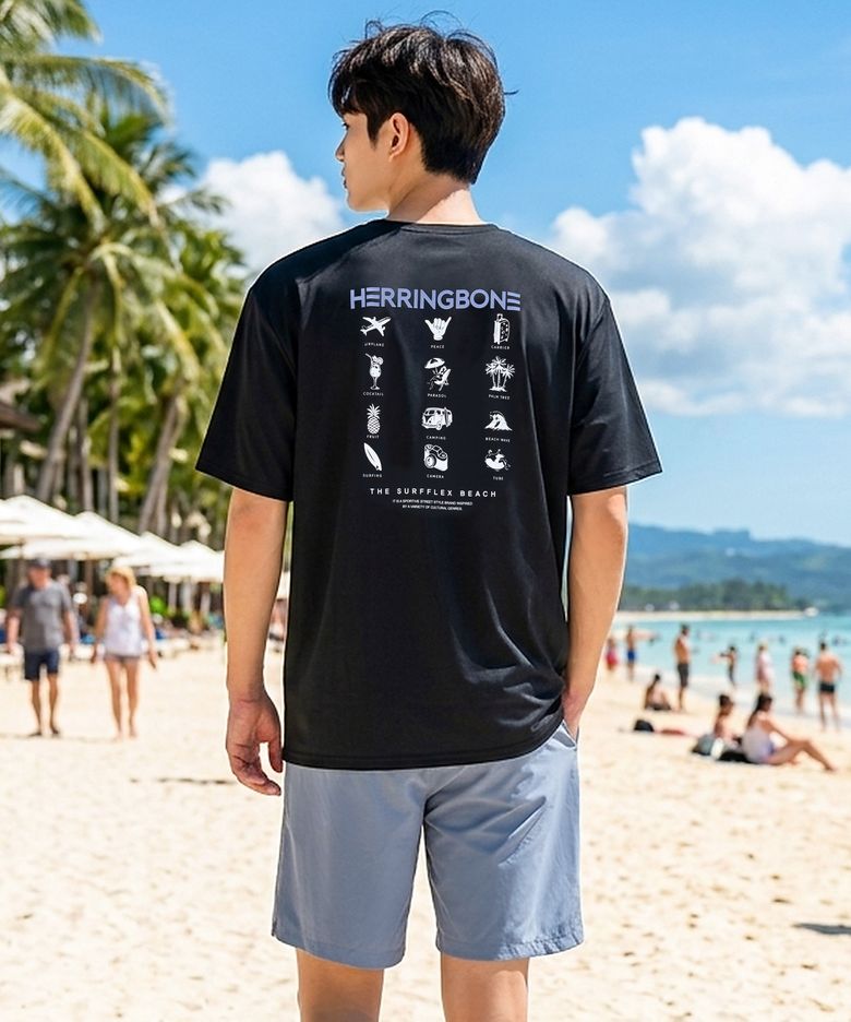 [SET] 남성 래쉬가드세트 루즈핏 반팔 & 스윔팬츠 RI385 AH325