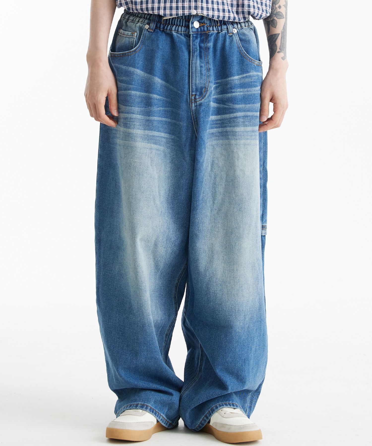 MUSINSA公式 | DOUBLE JD バックポケットD刺繍デニムパンツ（ブルー）