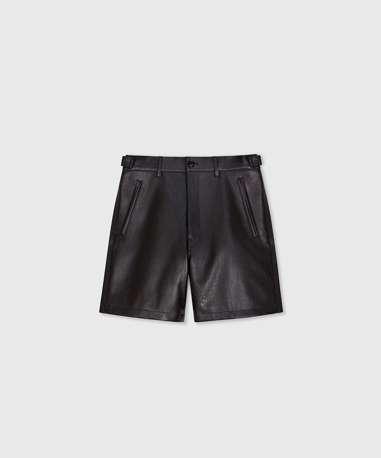 BOXY FAUX LEATHER WAYFARER SHORTS BLACK