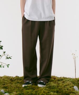 더블니트 원턱 와이드 팬츠 [초코 브라운]