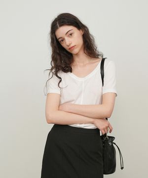 하프 슬리브 시어 탑 / 3컬러