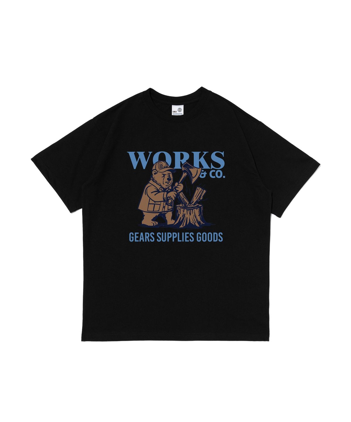 웍스앤코(WORKS & CO.) 베어즈 앤 우드커터 반팔티셔츠 (블랙)