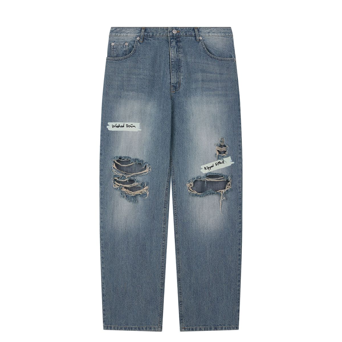 노쿨러스(NOSCOULEURS) TRACES DENIM PANTS LIGHT INDIGO