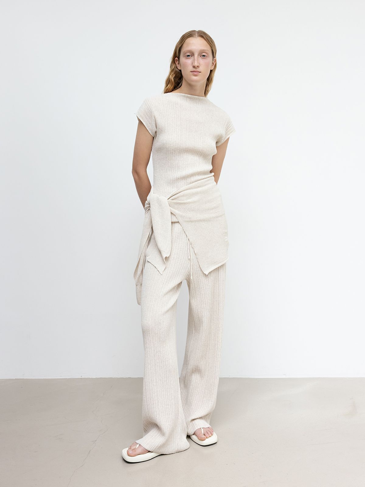 레이스(RRACE) Ribbed Knit pants_Oat Beige