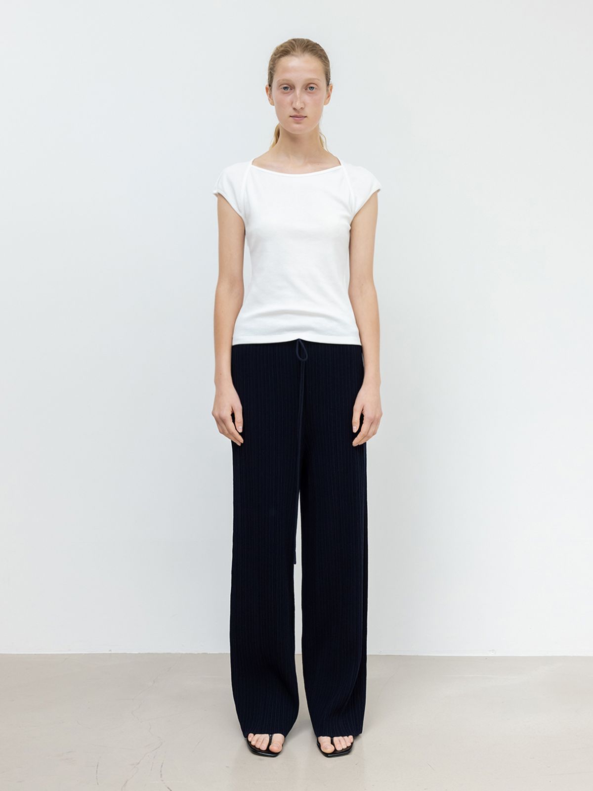 레이스(RRACE) Ribbed Knit pants_Dark Navy
