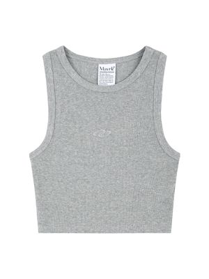 소프트 골지 크롭 슬리브리스 그레이