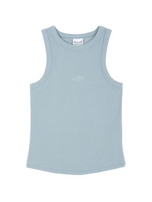 소프트 골지 슬리브리스 스카이블루