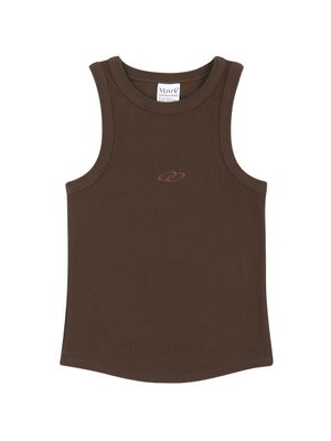 소프트 골지 슬리브리스 브라운