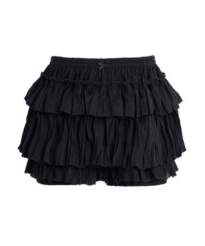 버드 플리츠 캉캉 티어드 숏바지 스커트_블랙