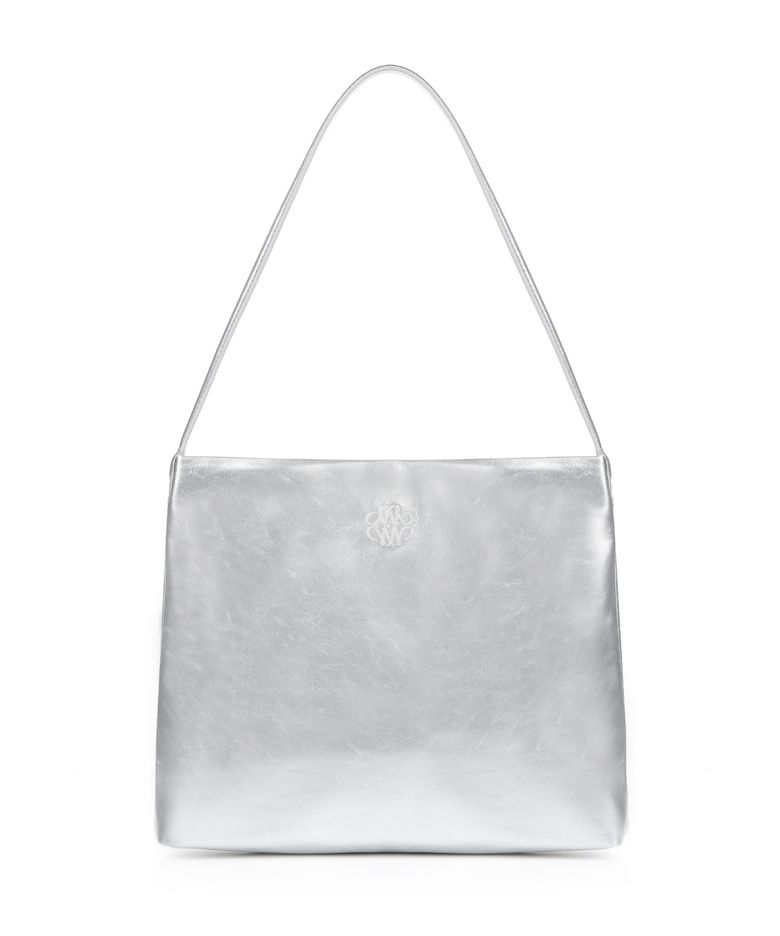 ESSENTIAL LEATHER SQUARE BAG_SILVER