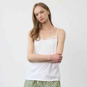 마리 레이스  끈나시 티셔츠 화이트