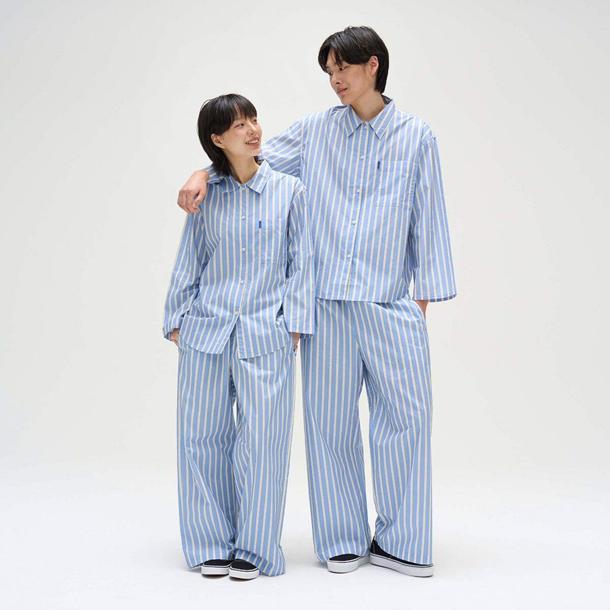 핀카(FINCA) BL107 클래식 홈웨어 파자마 셋업_블루 레이어 스트라이프 2SIZES (선물패키지포함)