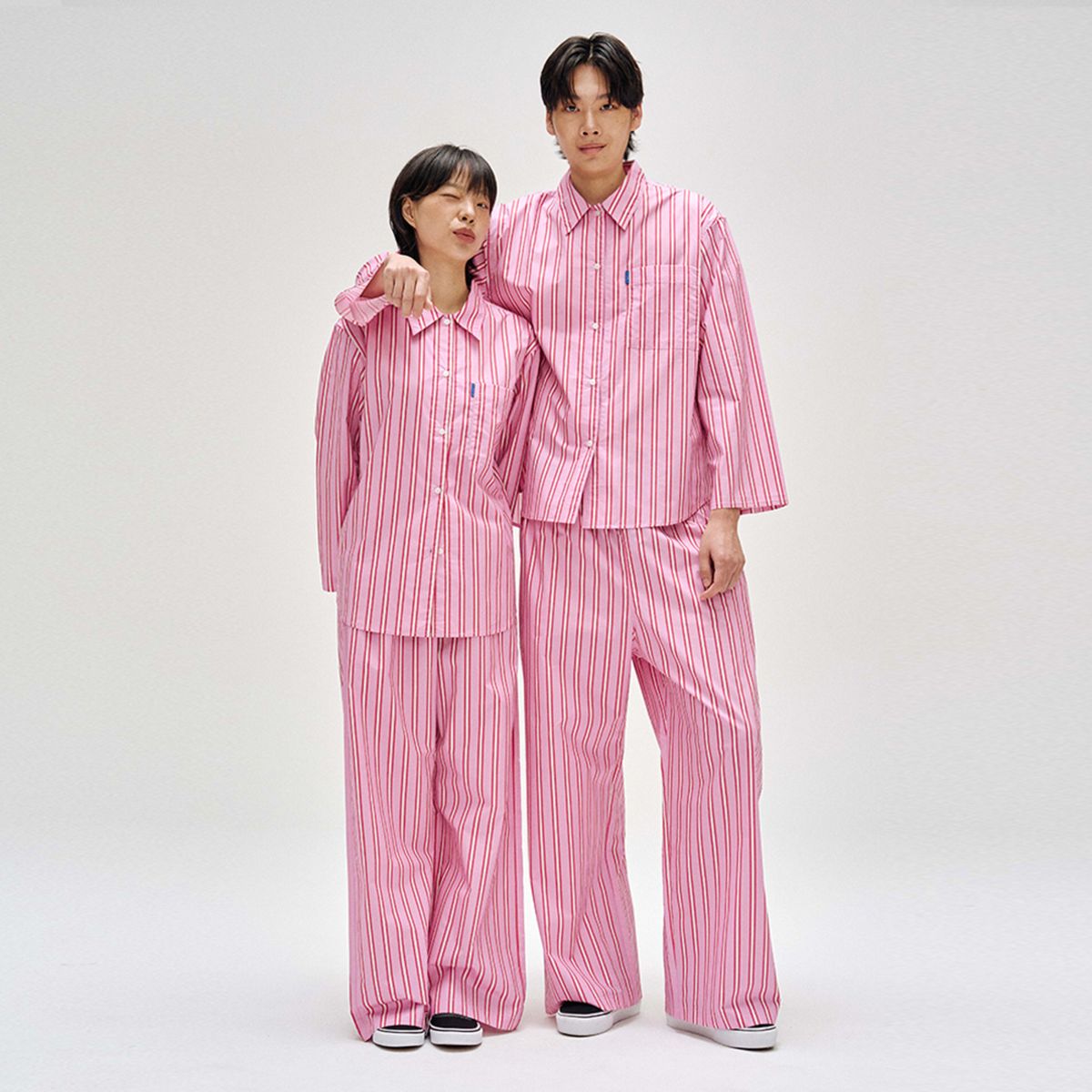 핀카(FINCA) PK104 클래식 홈웨어 파자마 셋업_플럼 핑크 스트라이프 2SIZES (선물패키지포함)