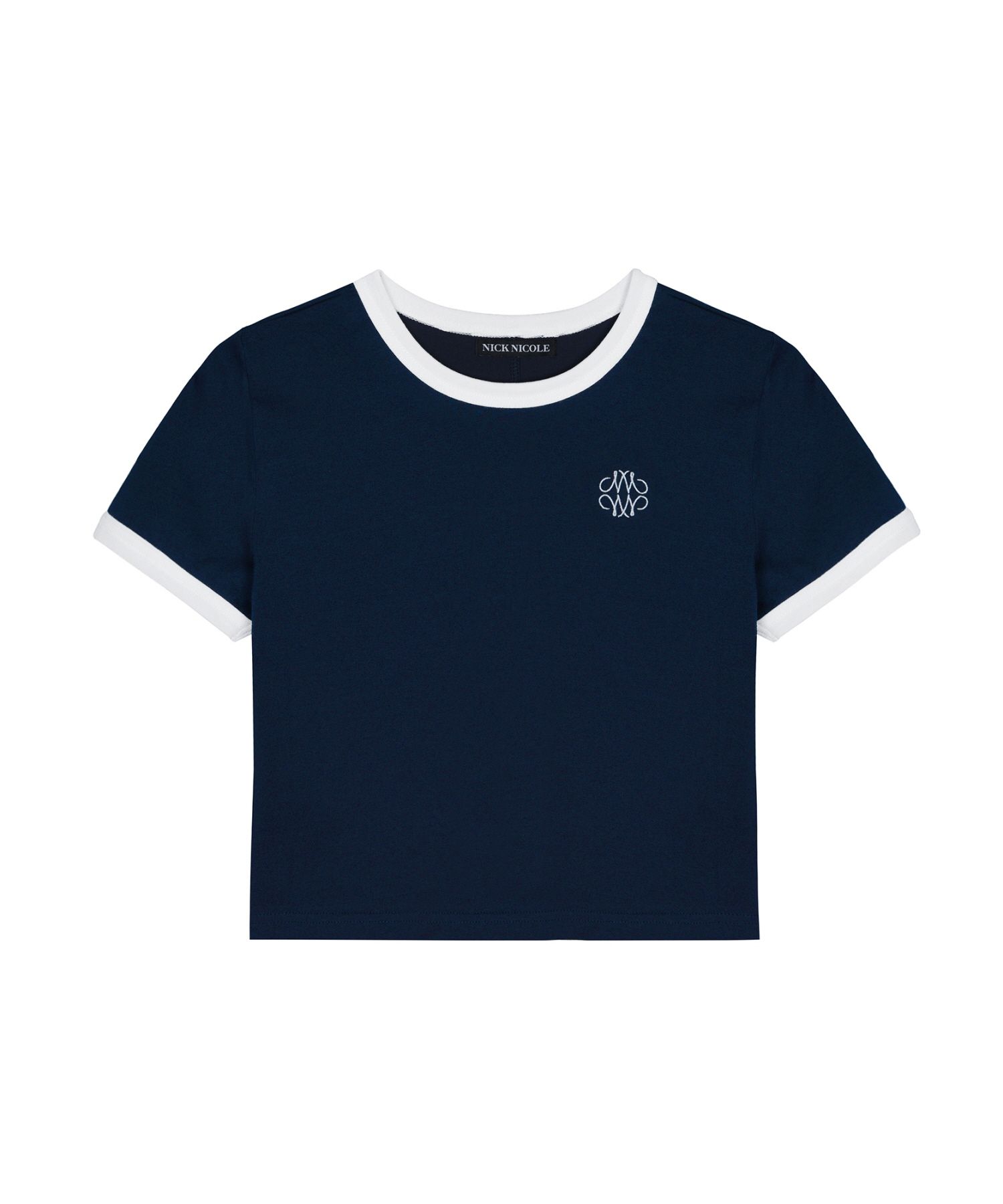 ★2024SS新作★NICK&NICOLE★NICOLE SIGNATURE RINGER CROP TOP MUSINSA | NICK&NICOLE NICOLE COLOURWAY RINGER CROP TOP_NAVY