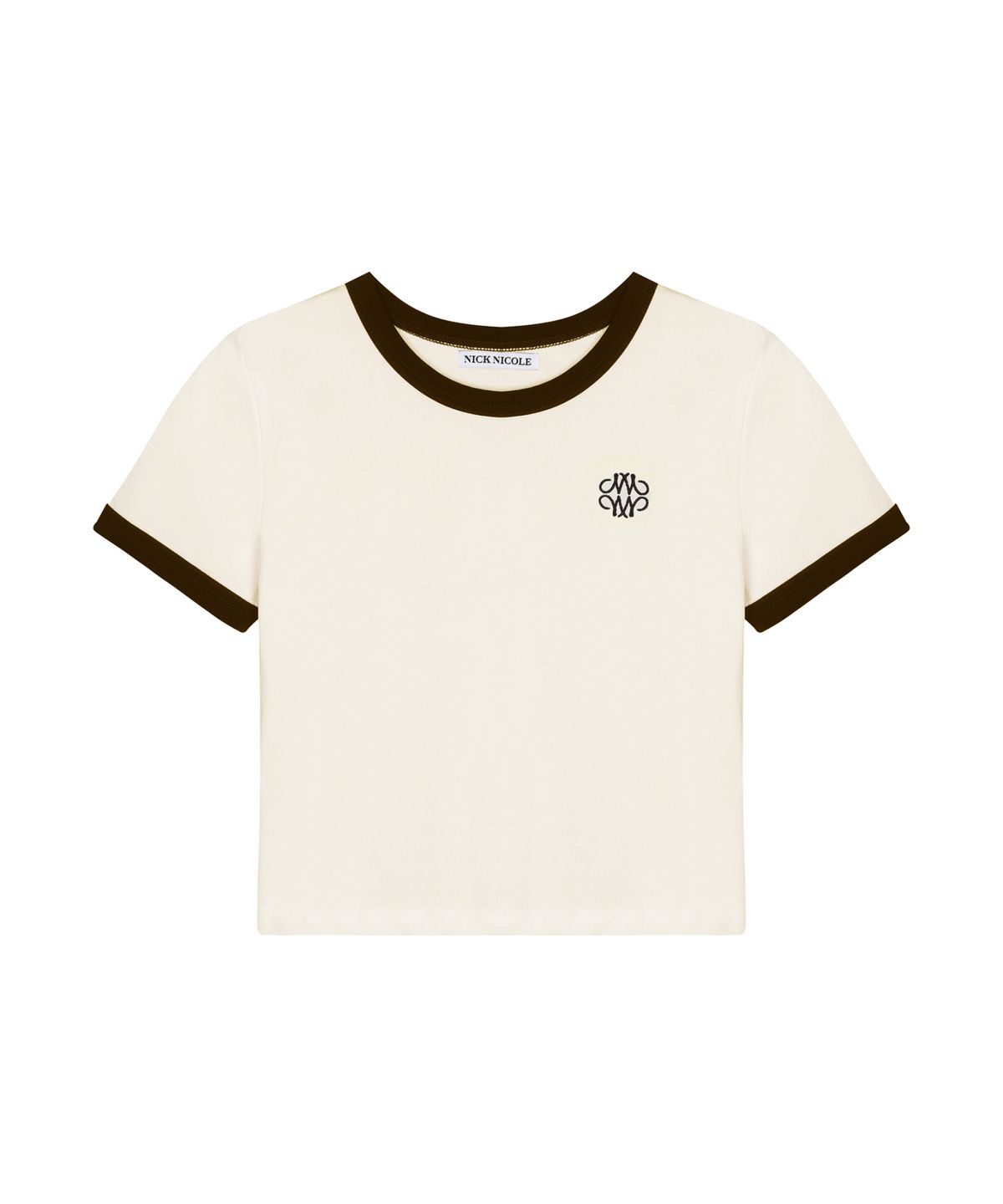 닉앤니콜(NICK&NICOLE) NICOLE COLOURWAY RINGER CROP TOP_CREAM BROWN