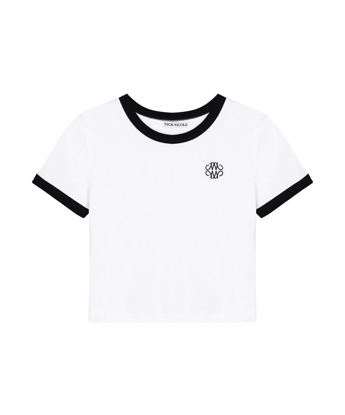 닉앤니콜(NICK&NICOLE) NICOLE COLOURWAY RINGER CROP TOP_WHITE BLACK