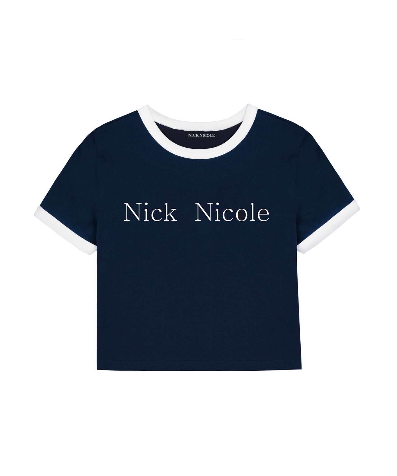 MUSINSA | NICK&NICOLE NICOLE PRINTING RINGER CROP TOP_NAVY WHITE