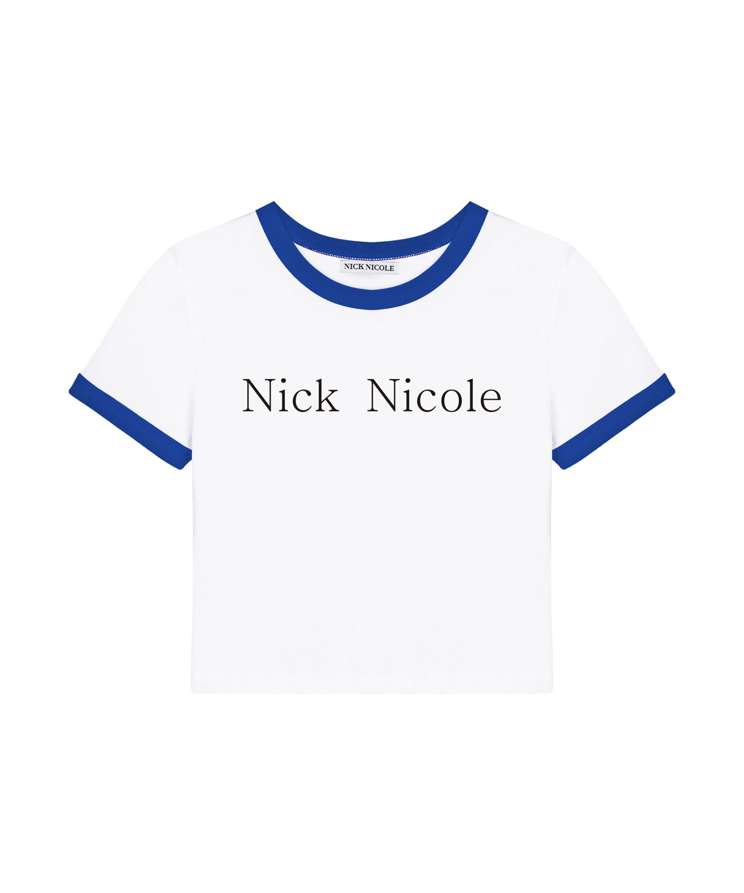 MUSINSA | NICK&NICOLE NICOLE PRINTING RINGER CROP TOP_WHITE BLUE