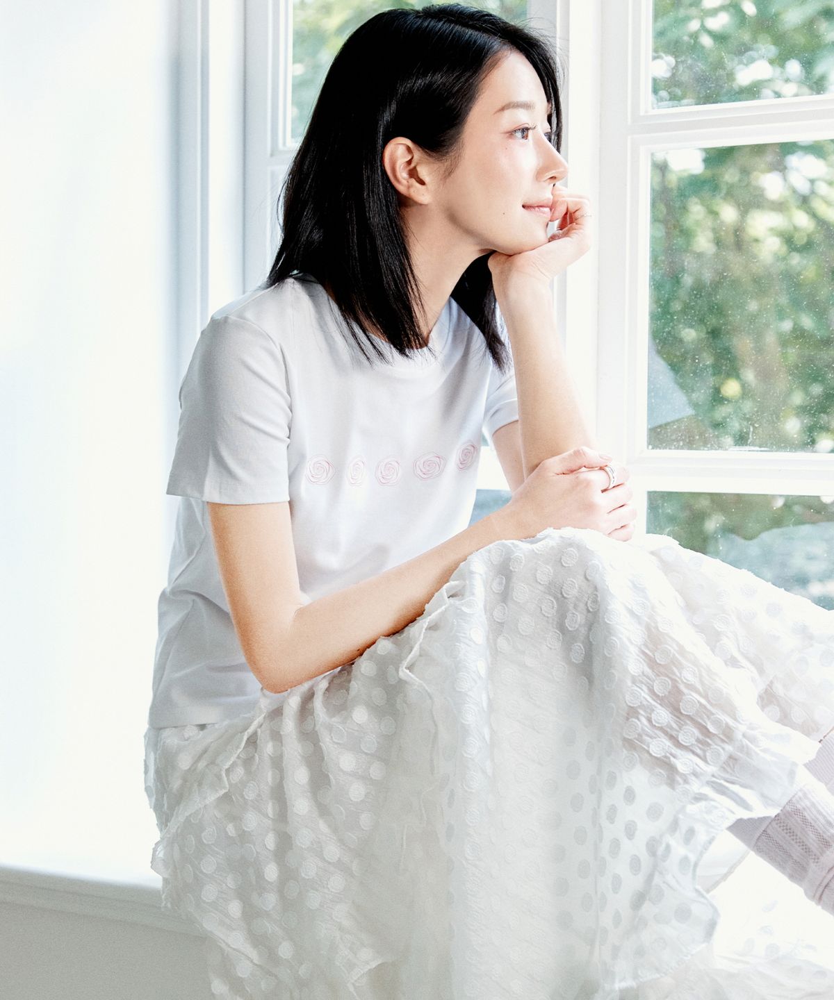 닉앤니콜(NICK&NICOLE) DOT FRILL LONG SKIRT_IVORY