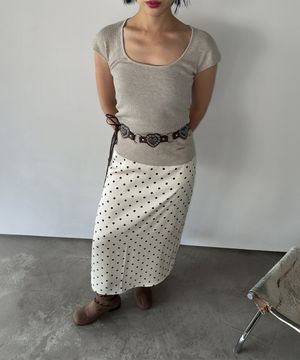 Polka Dot Banding Skirt Ivory