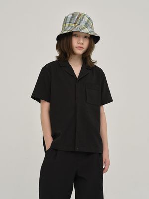 KIDS 시어서커 반팔 셔츠 Black