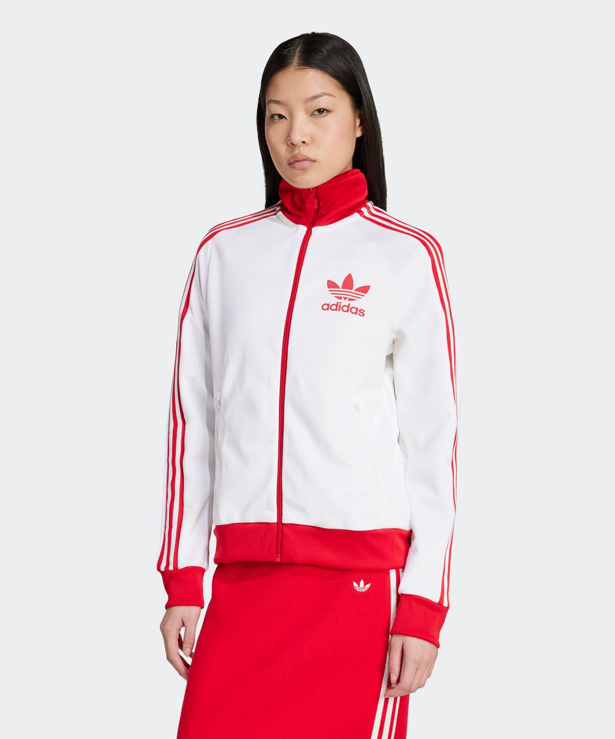 아디다스(ADIDAS) 베켄바우어 트랙탑 - 화이트:레드 / JX7849