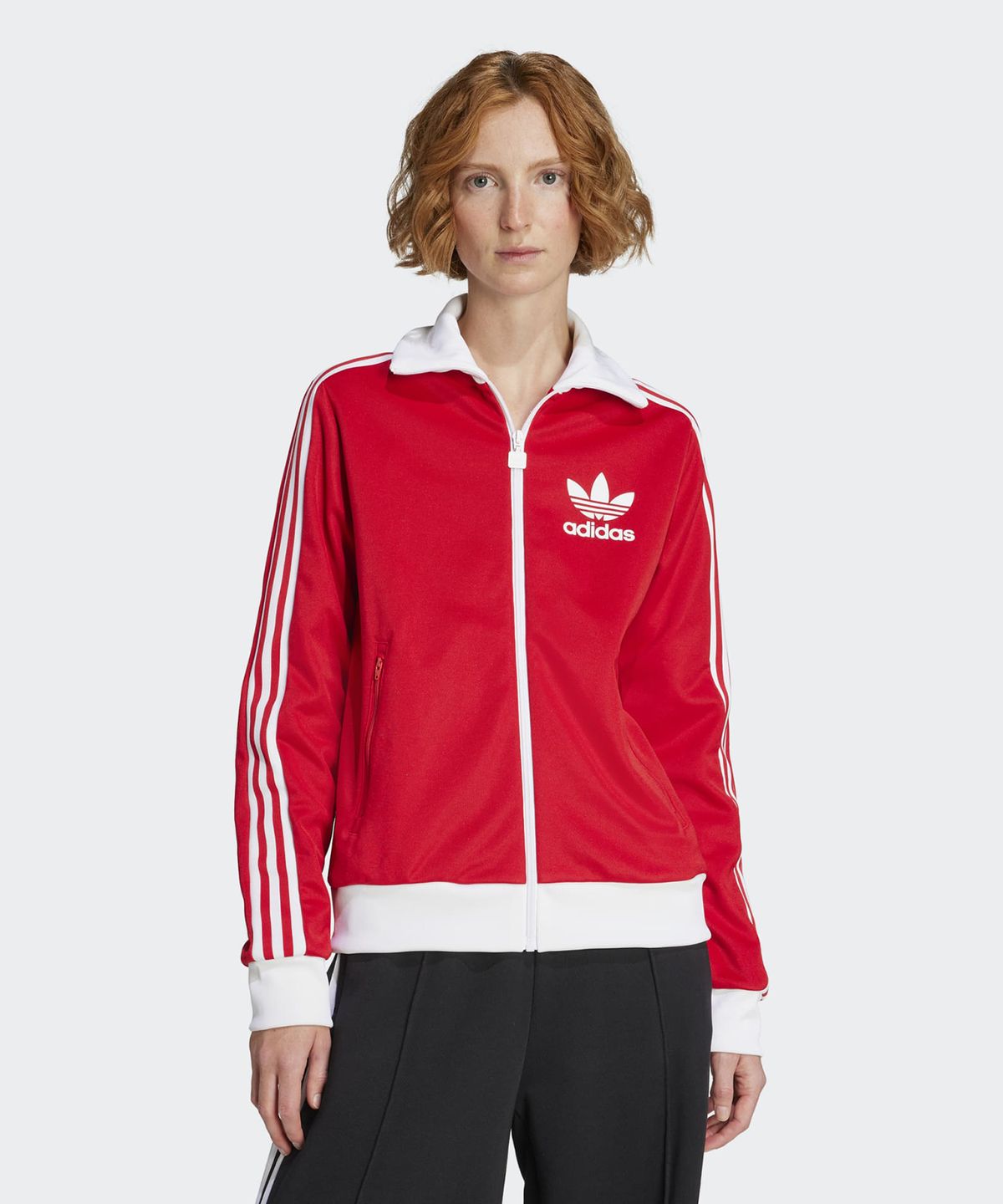 아디다스(ADIDAS) 베켄바우어 트랙탑 - 레드:화이트 / JX7850