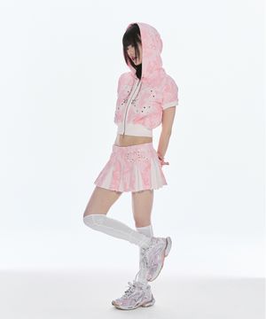 CQ lace stud pleats sk - pink camo