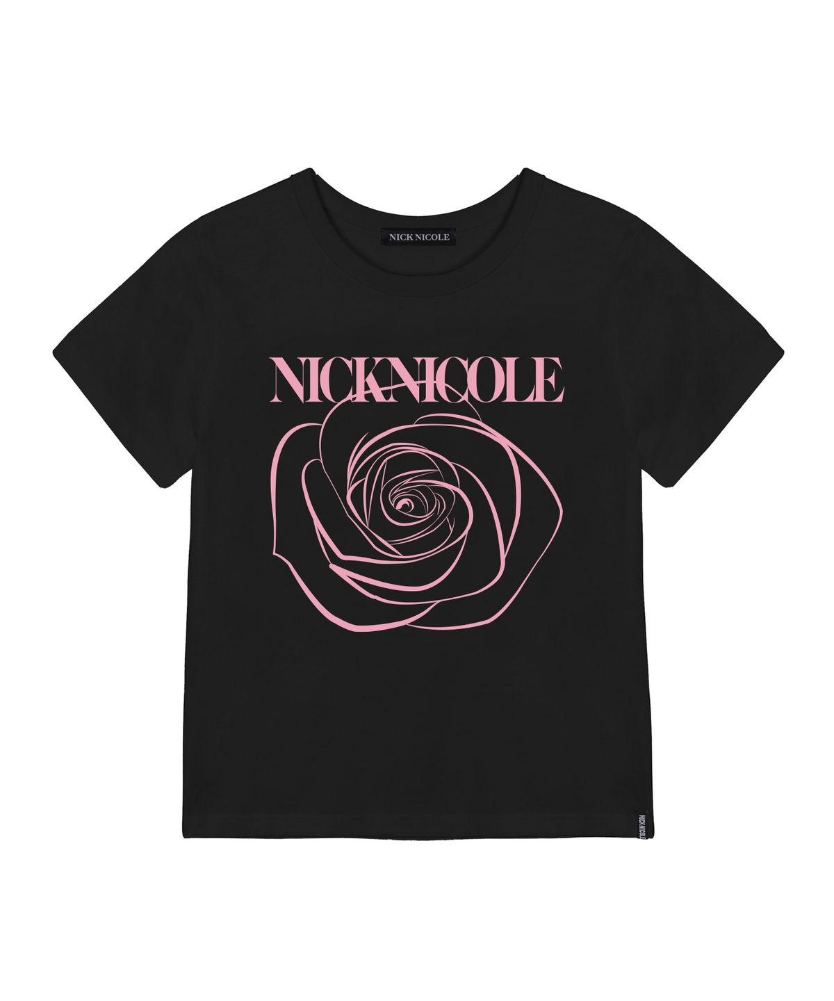 닉앤니콜(NICK&NICOLE) ROSE NICOLE LABEL SLIM TOP_BLACK PINK