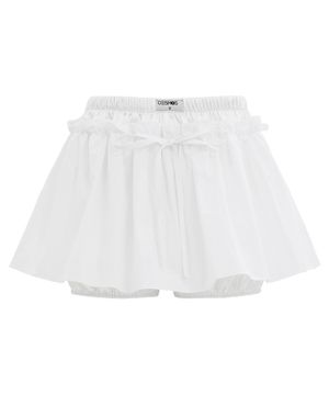 돌 셔링 레이어드 플레어 숏바지 스커트_화이트