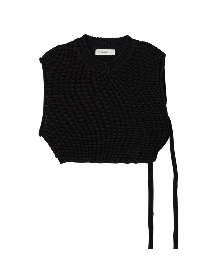 Unbalance Strap Knit Vest (black)