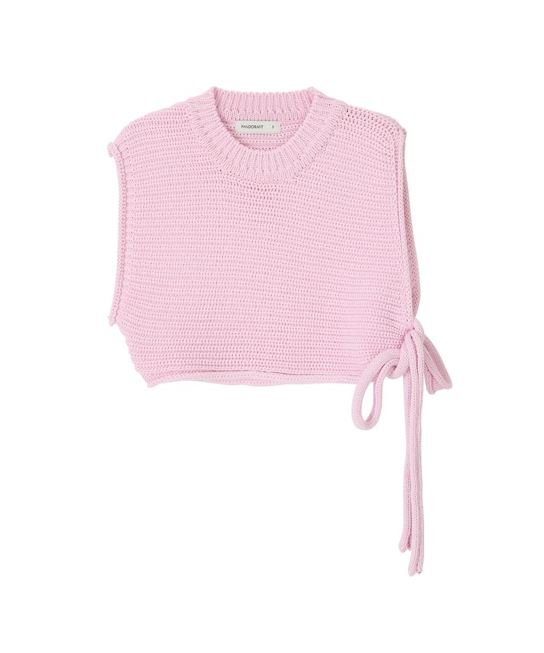 Unbalance Strap Knit Vest (pink)