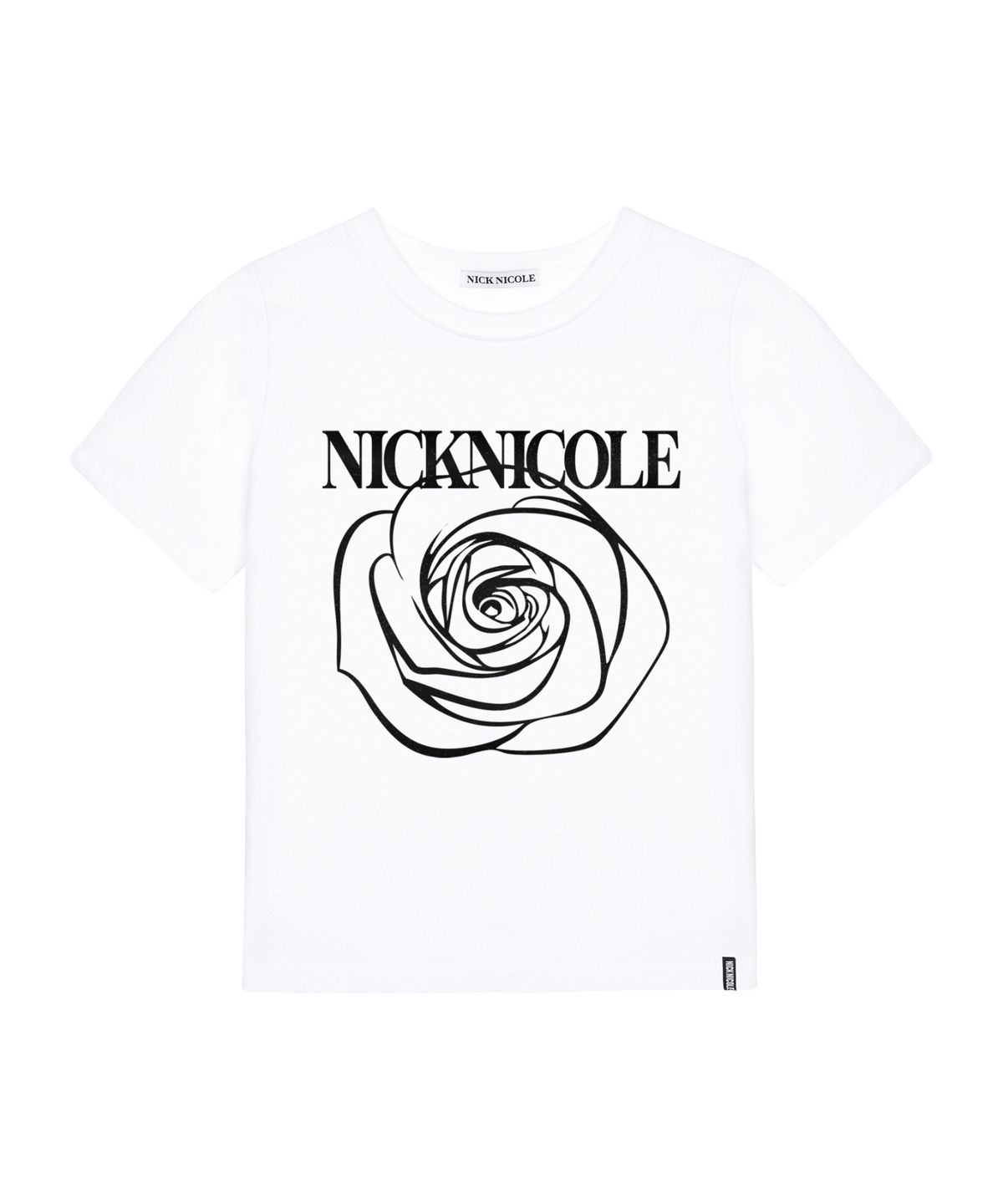 닉앤니콜(NICK&NICOLE) ROSE NICOLE LABEL SLIM TOP_WHITE BLACK