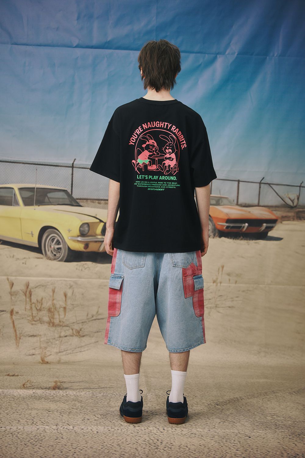 MUSINSA | BSRABBIT Nutty Rabbits Short Sleeve T-Shirt Black