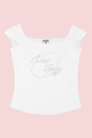 글리터 오프숄더  탑 [화이트]