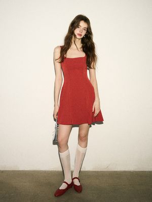 체리 슬리브리스 미니원피스